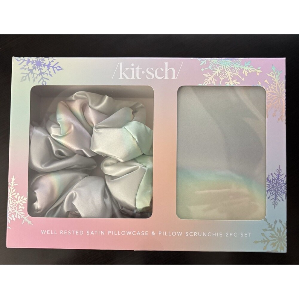 Kit-sch Well Rested Satin Pillowcase Pillow Scrunchie 2 Pc Set Iridescent Aura